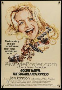 8b083 SUGARLAND EXPRESS English 1sh '74 Steven Spielberg, Goldie Hawn, cool art by SB!