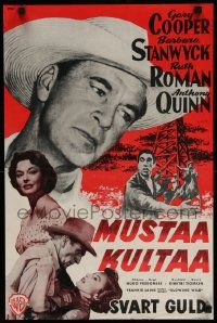 8b317 BLOWING WILD Finnish '54 different Gary Cooper, Barbara Stanwyck & Anthony Quinn!