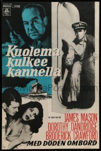 8b324 DECKS RAN RED Finnish '59 James Mason, Dorothy Dandridge, one girl on a crime ship!
