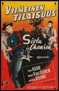 8b358 STAR IN THE DUST Finnish '57 John Agar, Van Doren, a story of the most desperate gamble!