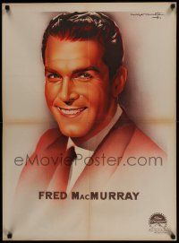 8b219 FRED MACMURRAY French 23x32 '40s wonderful Soubie portrait art of smiling Paramount star!
