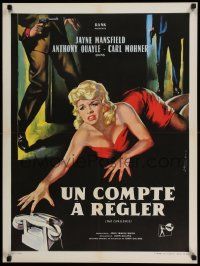 8b224 IT TAKES A THIEF French 24x32 '61 art of Jayne Mansfield reaching for phone by Jean Mascii!
