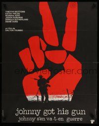 8b226 JOHNNY GOT HIS GUN French 23x29 '71 Dalton Trumbo, great peace sign & soldier image!