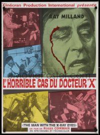 8b247 X: THE MAN WITH THE X-RAY EYES French 22x30 '63 Ray Milland strips souls & bodies, cool art!