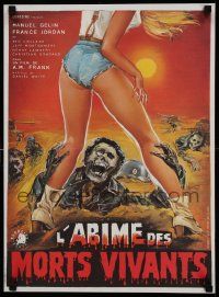 8b202 OASIS OF THE LIVING DEAD French 16x22 '81 wild horror art of Nazi zombies & girl!