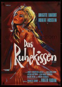 8b148 LOVE ON A PILLOW German '62 great artwork of sexy Brigitte Bardot!