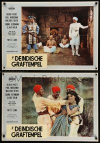 8b391 INDIAN TOMB set of 9 Italian 19x27 pbustas '61 directed by Fritz Lang, Arabian Debra Paget!