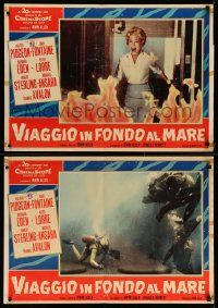 8b397 VOYAGE TO THE BOTTOM OF THE SEA set of 8 Italian 19x28 pbustas '62 Peter Lorre, Barbara Eden