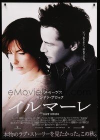 8b865 LAKE HOUSE Japanese 29x41 '06 romantic close up of Keanu Reeves & Sandra Bullock, fantasy!
