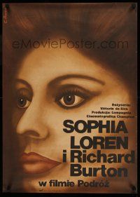 8b469 VOYAGE Polish 23x32 '76 Vittorio De Sica, Procka art of Sophia Loren!