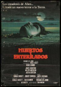 8b109 DEAD & BURIED Spanish '81 cool horror art of person buried up to the neck by Campanile!