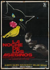 8b117 NIGHT OF THE ASSASSINS Spanish '74 La noche de los asesinos, art of cat and bird by Jano!