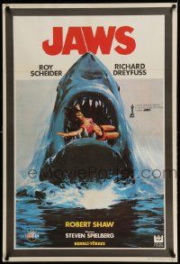 8b281 JAWS Turkish '81 best different art of classic man-eating shark with sexy girl in mouth!