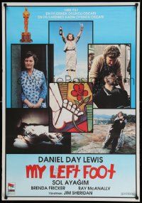 8b288 MY LEFT FOOT Turkish '90 Daniel Day-Lewis, cool inset artwork of foot w/flower by Seltzer!