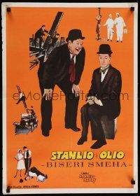 8b740 BEST OF LAUREL & HARDY Yugoslavian 20x28 '67 great artwork images of Stan & Oliver!