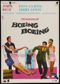 8b745 BOEING BOEING Yugoslavian 20x28 '65 different art of Tony Curtis, Jerry Lewis!