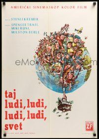 8b785 IT'S A MAD, MAD, MAD, MAD WORLD Yugoslavian 20x28 '64 art of cast on Earth by Jack Davis!