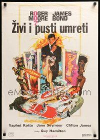 8b792 LIVE & LET DIE Yugoslavian 20x28 '73 McGinnis art of Moore as James Bond & sexy girls!
