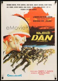 8b794 LONGEST DAY Yugoslavian 20x28 '62 Zanuck, World War II D-Day, with 42 international stars!