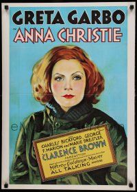 8c589 ANNA CHRISTIE 20x28 commercial poster '80s wonderful artwork of Greta Garbo!
