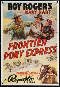 8c624 FRONTIER PONY EXPRESS 27x40 commercial poster '90s Roy Rogers saving Mary Hart from bad guy!