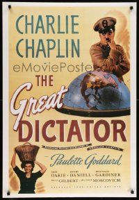 8c633 GREAT DICTATOR 26x38 commercial poster '80s Charlie Chaplin as Hitler-like Hynkel!