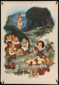 8c698 SNOW WHITE & THE SEVEN DWARFS 28x40 commercial poster '70s Disney animated fantasy classic!