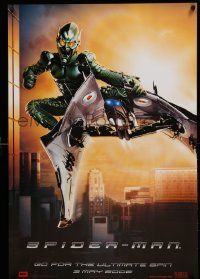 8c701 SPIDER-MAN DS 27x40 German commercial poster '02 the Green Goblin on his jet glider, Marvel!