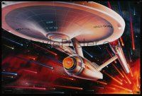 8c706 STAR TREK CREW 27x40 commercial poster '91 the Starship Enterprise traveling through space!