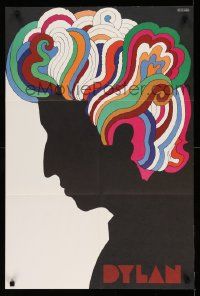 8c303 DYLAN 22x33 music poster '67 colorful silhouette art of Bob by Milton Glaser!