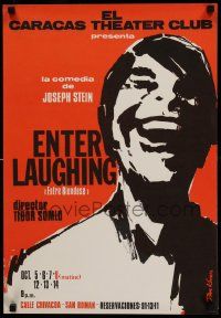 8c029 ENTER LAUGHING 17x25 Venezuelan stage poster '60s close-up art of laughing man by Kovacs!