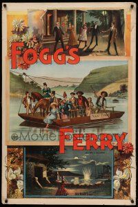 8c013 FOGG'S FERRY 28x42 stage poster 1893 montage of images with ferry boat & woman shooting!