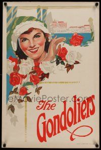 8c025 GONDOLIERS 20x30 English stage poster '10s cool art of pretty woman and flowers!