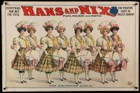 8c014 HANS & NIX 28x42 stage poster 1908 fun, music & song, stone litho art of The Drummer Girls!