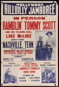 8c428 HOLLYWOOD HILLBILLY JAMBOREE 28x42 special '40s Ramblin' Tommy Scott and much more!