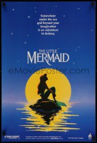 8c445 LITTLE MERMAID 18x26 special '89 Ariel in moonlight, Disney underwater cartoon!
