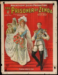 8c020 PRISONER OF ZENDA 21x28 stage poster 1895 coronation art, Daniel Frohman producer!