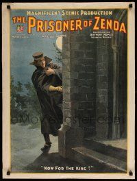 8c021 PRISONER OF ZENDA 21x28 stage poster 1895 king abducted art, Daniel Frohman producer!