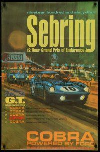 8c477 SEBRING 22x34 special victory poster '64 Bartell racing art, 12 Hour Grand Prix of Endurance!