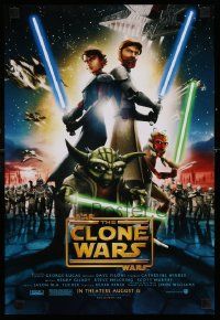 8c375 STAR WARS: THE CLONE WARS mini poster '08 art of Anakin Skywalker, Yoda, & Obi-Wan Kenobi!