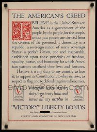 8c039 AMERICAN'S CREED 16x22 WWI war poster '18 it is your duty to love your country & defend it!