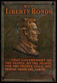 8c040 BUY LIBERTY BONDS 20x30 WWI war poster '17 classic profile of Abraham Lincoln + quote!