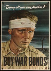 8c086 DOING ALL YOU CAN BROTHER 29x40 WWII war poster '43 Robert Sloan art of wounded soldier!