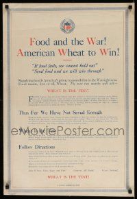 8c043 FOOD & THE WAR AMERICAN WHEAT TO WIN 19x29 WWI war poster 1918 if food fails we can't win!