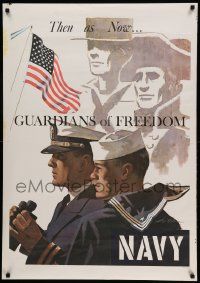 8c124 THEN AS NOW GUARDIANS OF FREEDOM 28x40 war poster '66 two sailors by Lou Nolan!