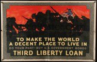 8c064 THIRD LIBERTY LOAN 36x56 WWI war poster '17 to make the world a decent place to live in!