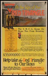 8c075 Y.M.C.A. AT THE SIGN OF THE RED TRIANGLE 24x38 WWI war poster '17 fight for character!