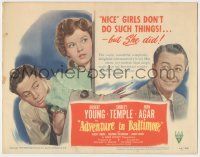8f014 ADVENTURE IN BALTIMORE TC '49 Shirley Temple does things nice girls don't do, Robert Young