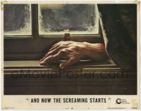 8f394 AND NOW THE SCREAMING STARTS LC #4 '73 wild image of severed hand sitting on window sill!