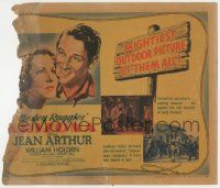 8f032 ARIZONA TC '40 art of pretty Jean Arthur & William Holden, mightiest outdoor picture of all!